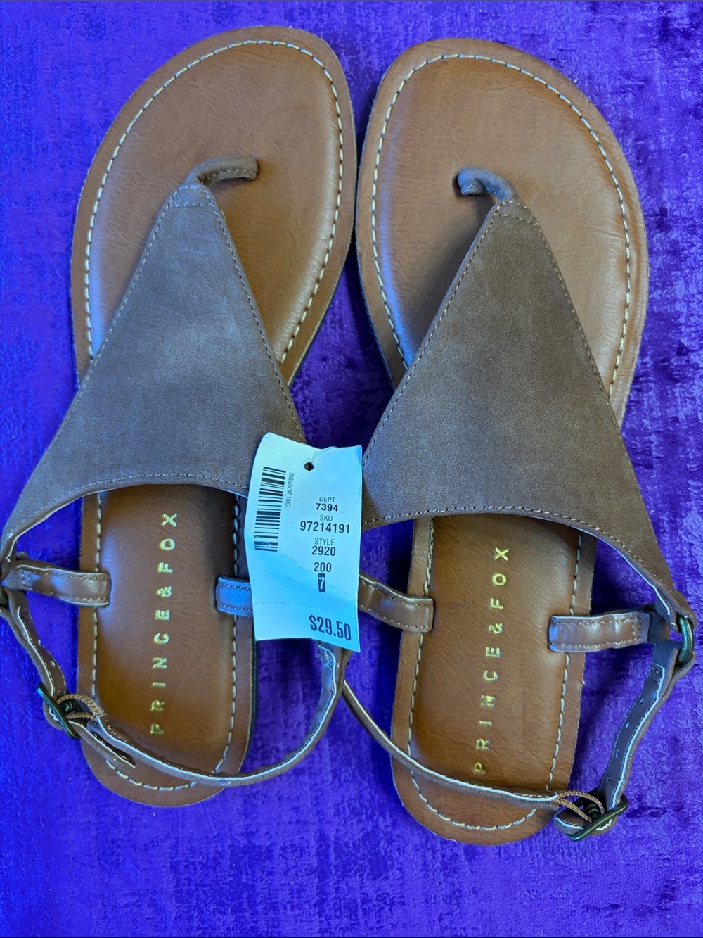 Prince & Fox Brown Suede Thong Sandals